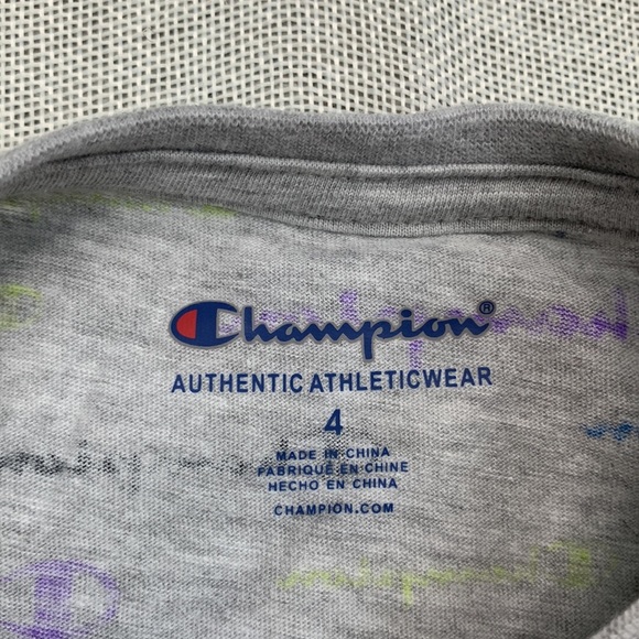 CHAMPION Little Boys All Over Print Multi Color Script T-shirts Size 4 - Picture 2 of 8
